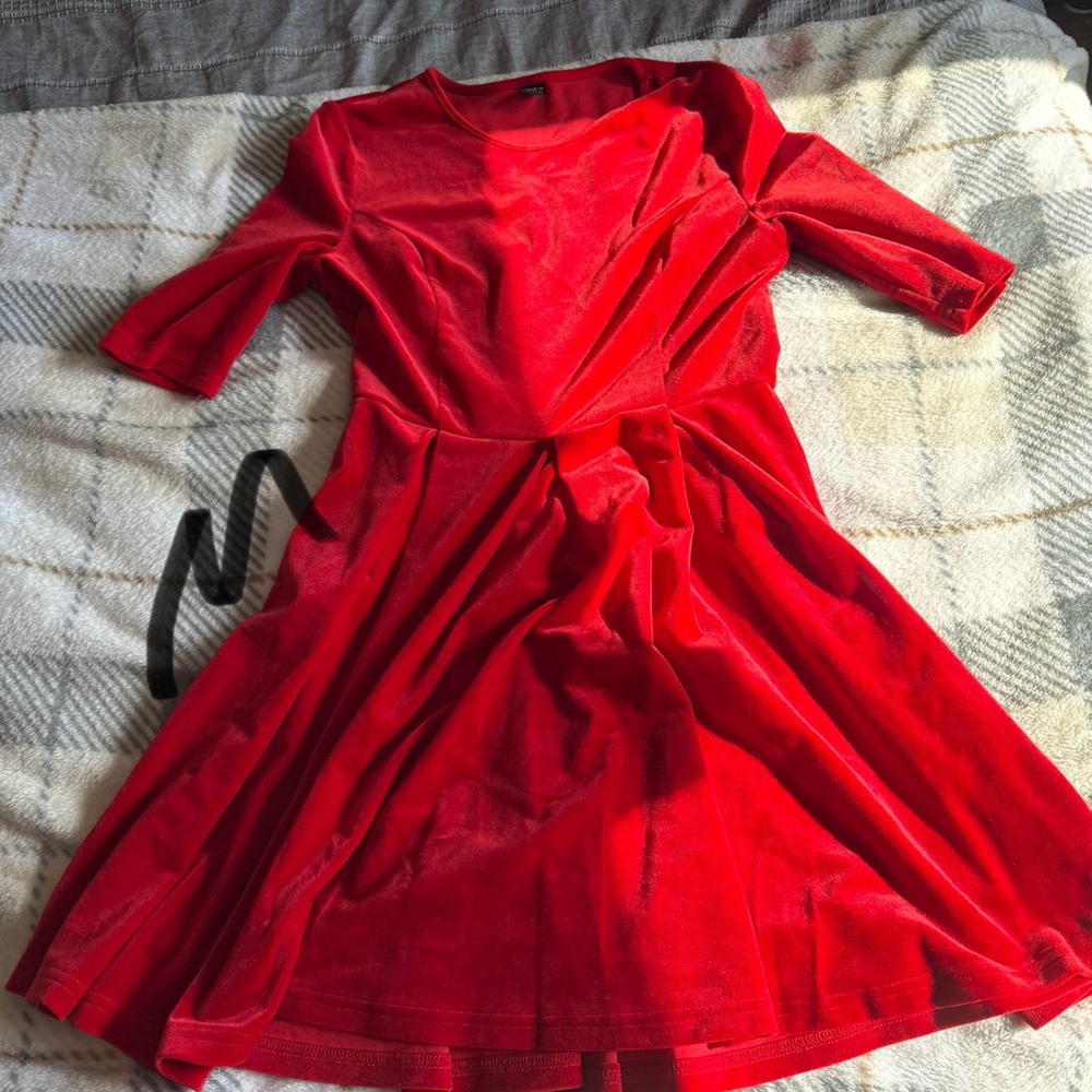 Elegant Red Velvet Dress